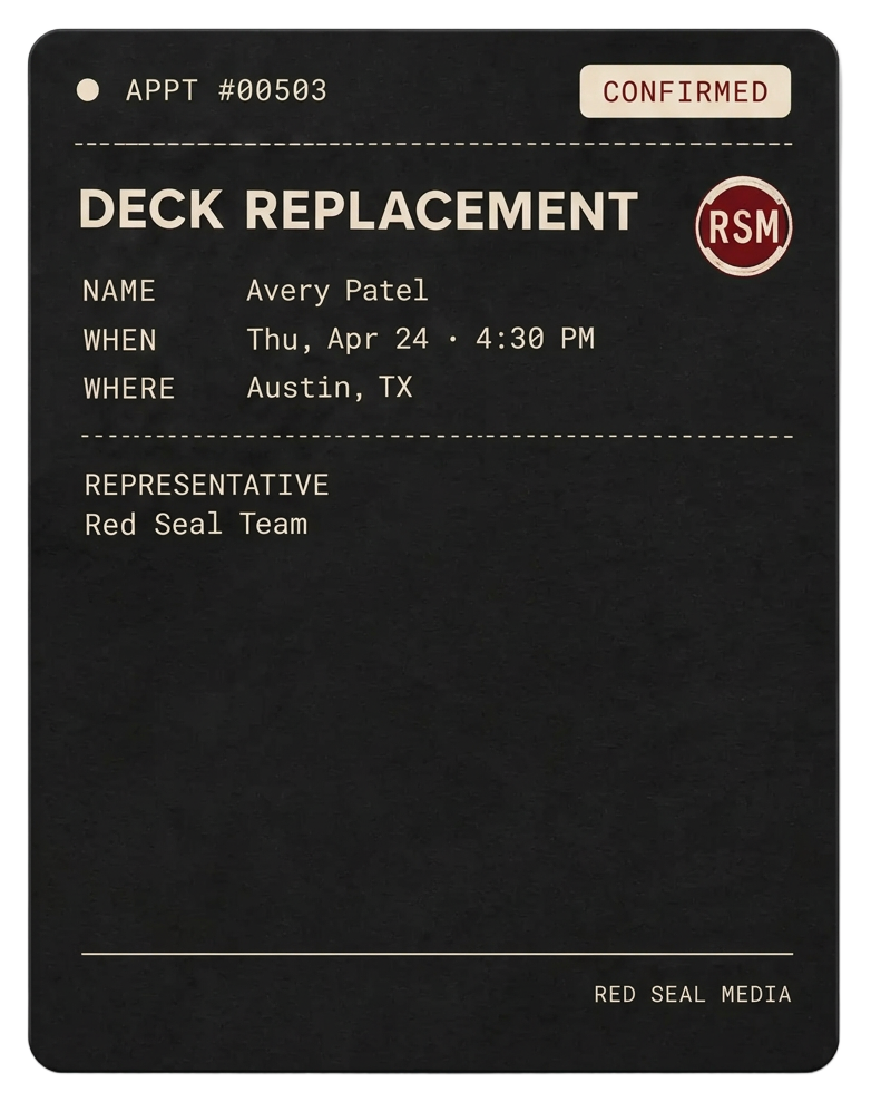 Confirmed deck replacement appointment
