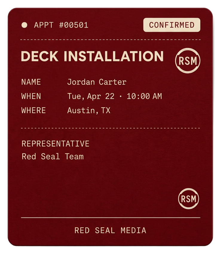 Confirmed deck installation appointment